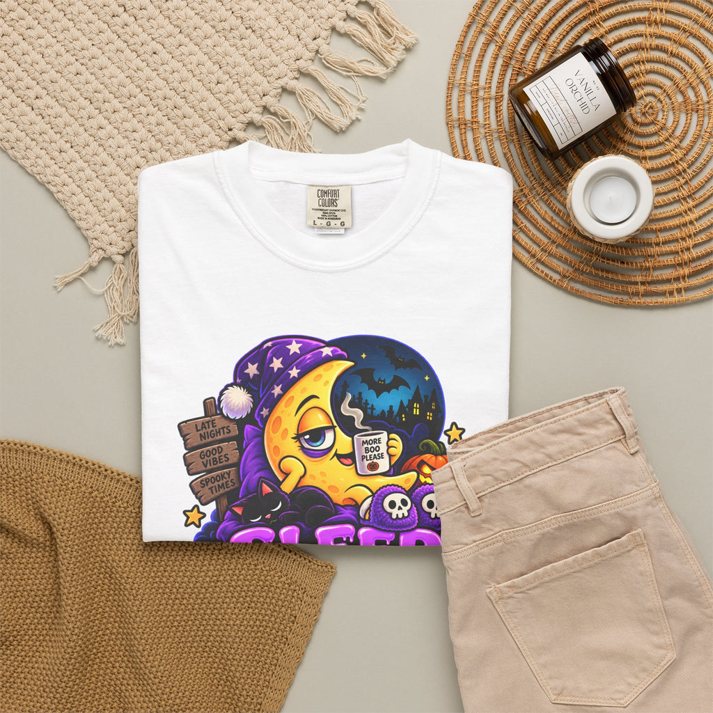 Sleep Is for the Living – Funny Halloween Moon T-Shirt