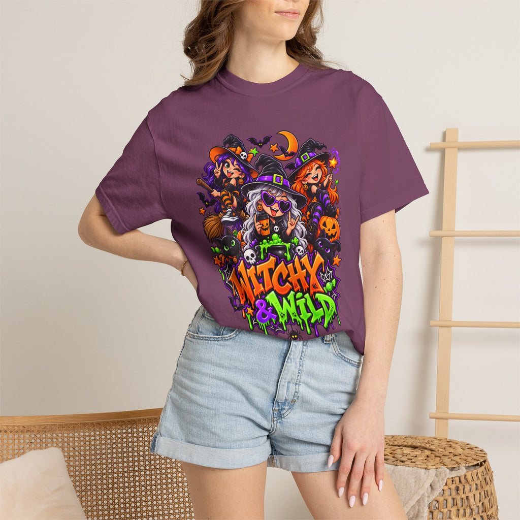 Witchy & Wild – Halloween Witch Crew Graphic T-Shirt