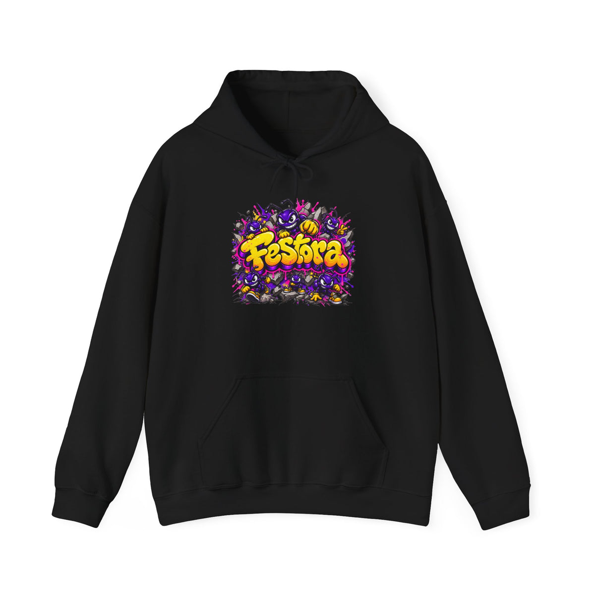 FesTora Festival Hoodie — Colorful Neon Party Graphic Hooded Sweatshirt