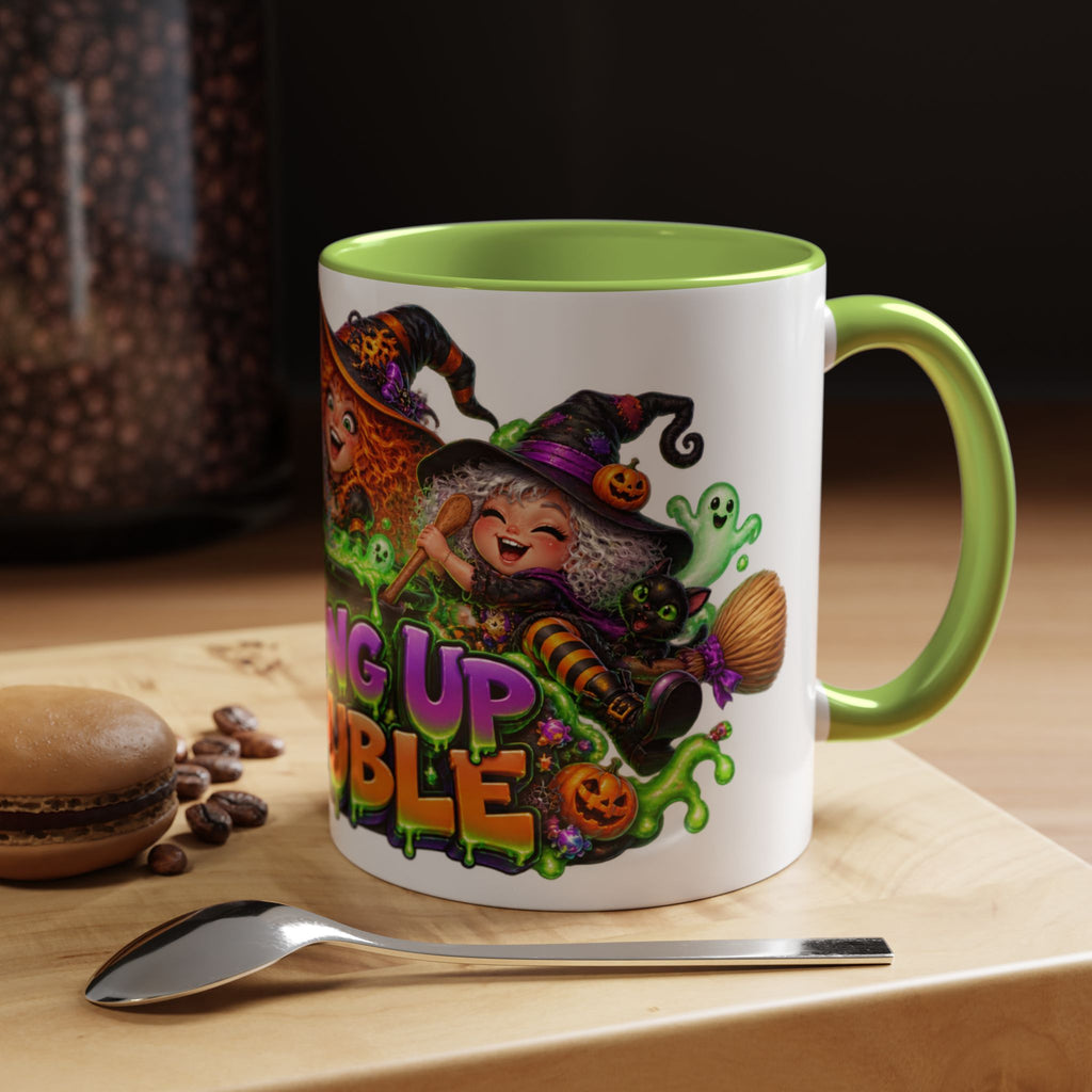Brewing Up Trouble Witches Halloween White Mug