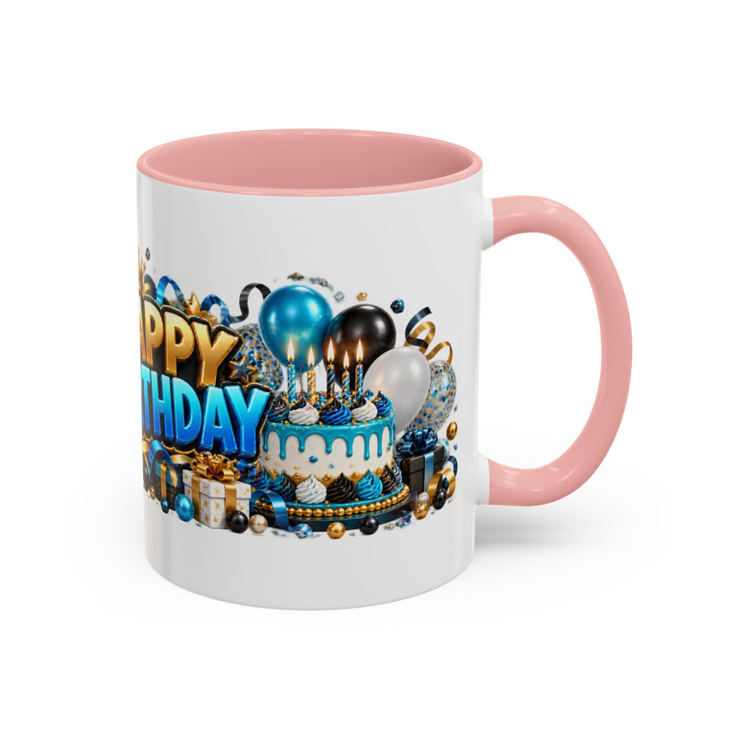 Happy Birthday White Tiger Mug – Colorful 3D Birthday Gift – White Coffee Mug