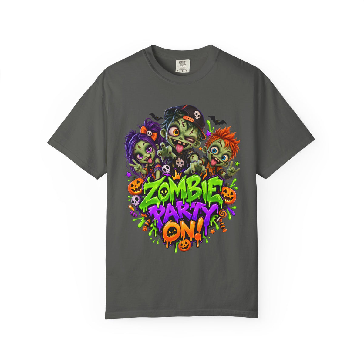 Zombie Party On! – Halloween Zombie Crew Graphic T-Shirt