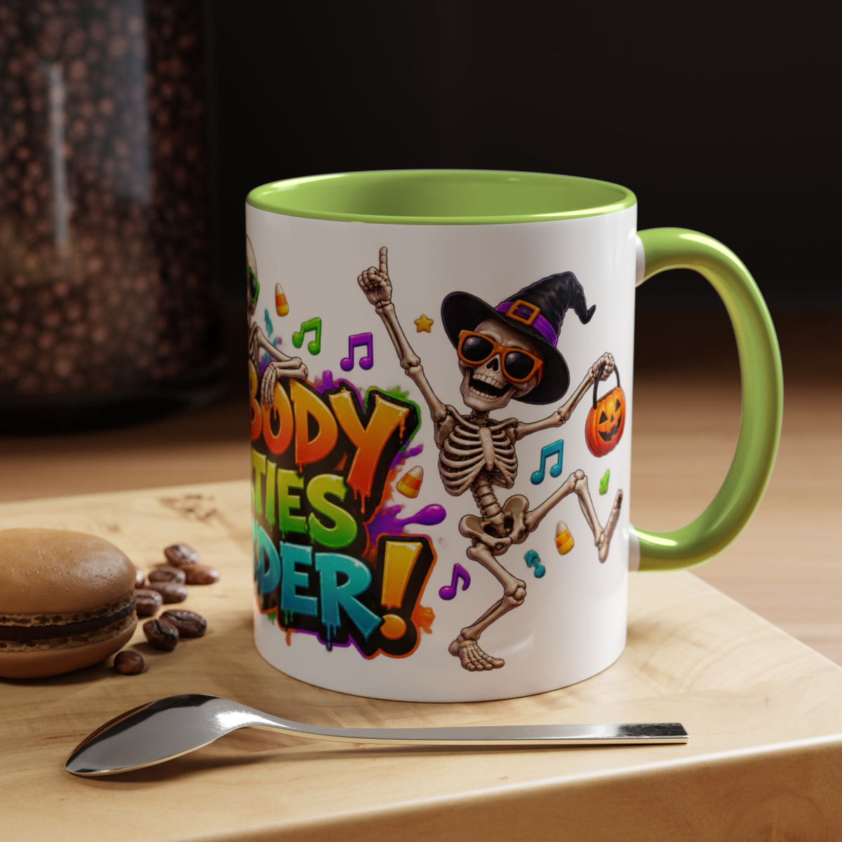 No Body Parties Harder Halloween Skeleton Party White Mug