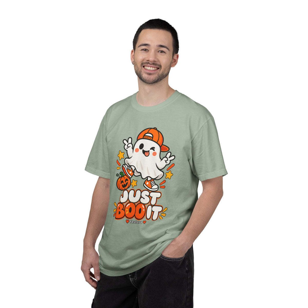 Just Boo It Halloween T-Shirt | Cute Skater Ghost Graphic Tee