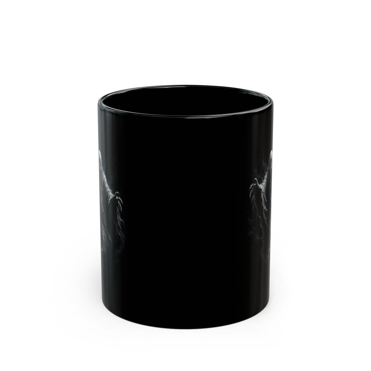 Ghost Haunted Black Coffee Mug — Spooky Halloween 11oz/15oz