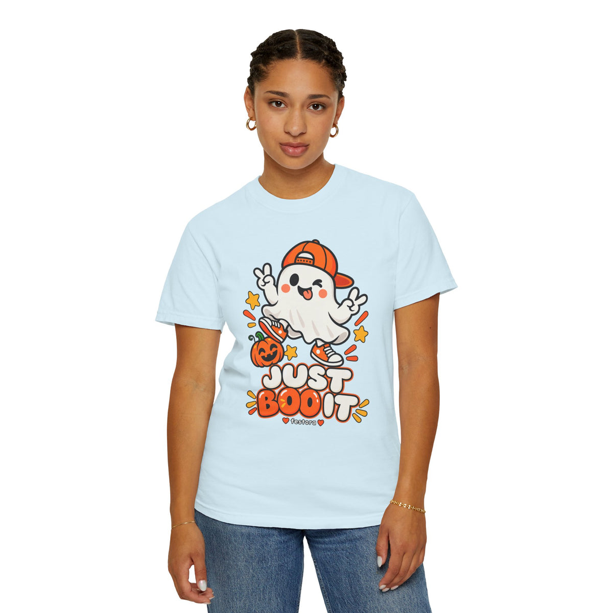 Just Boo It Halloween T-Shirt | Cute Skater Ghost Graphic Tee