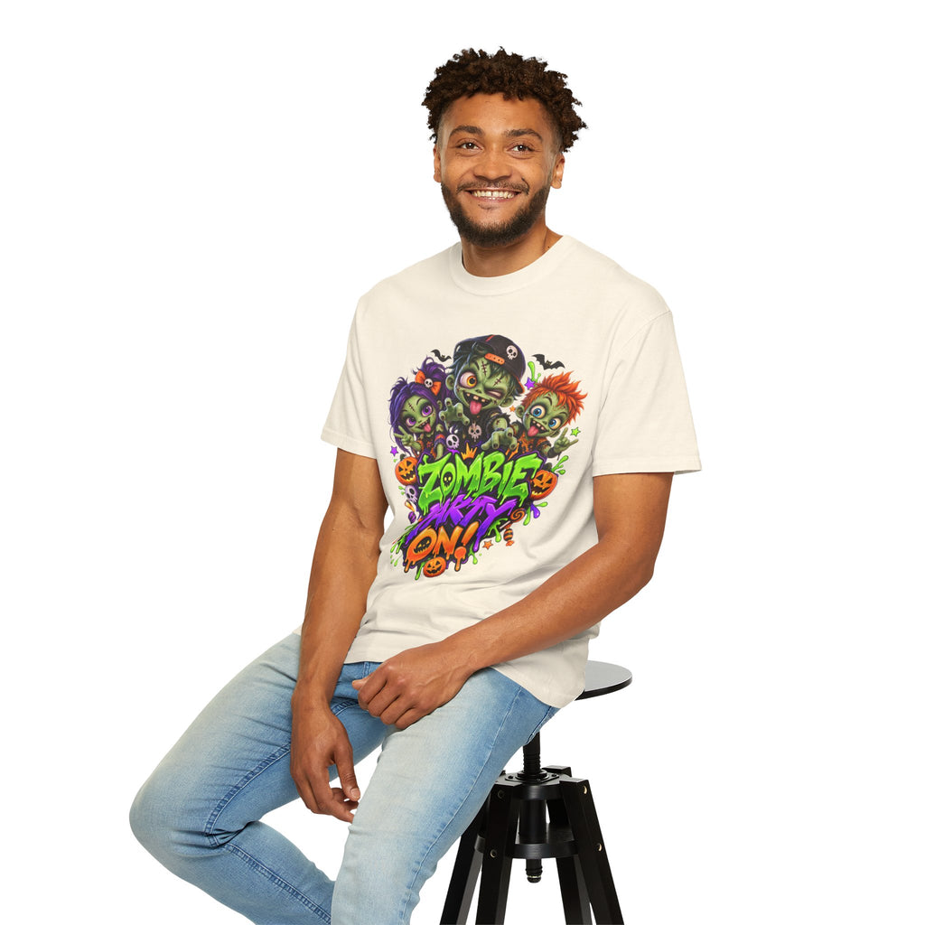 Zombie Party On! – Halloween Zombie Crew Graphic T-Shirt