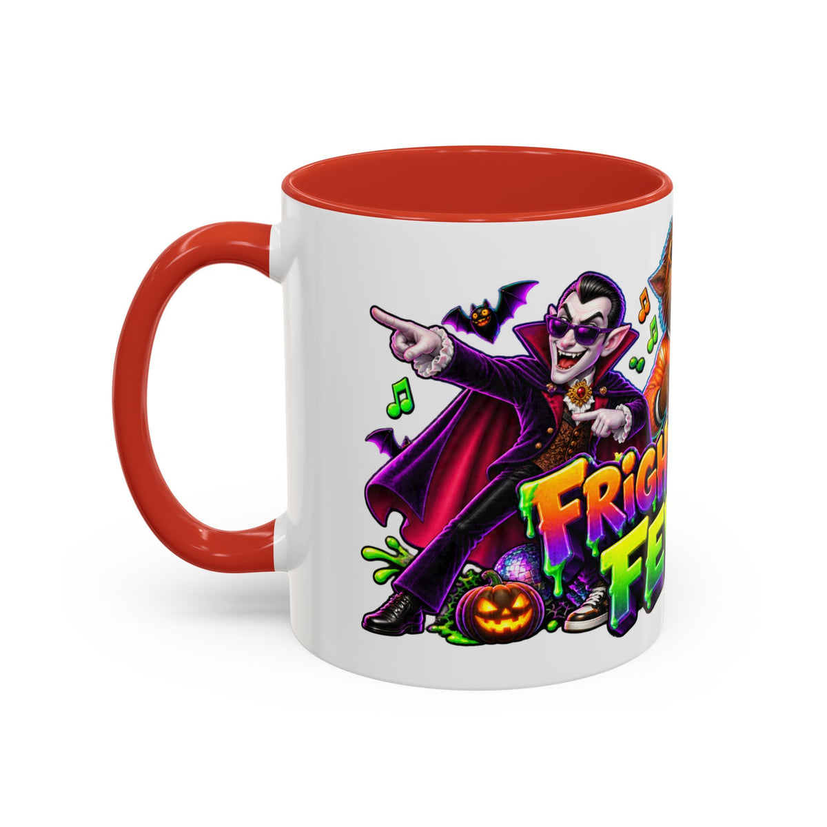 Fright Night Fever Dancing Monsters Halloween White Mug