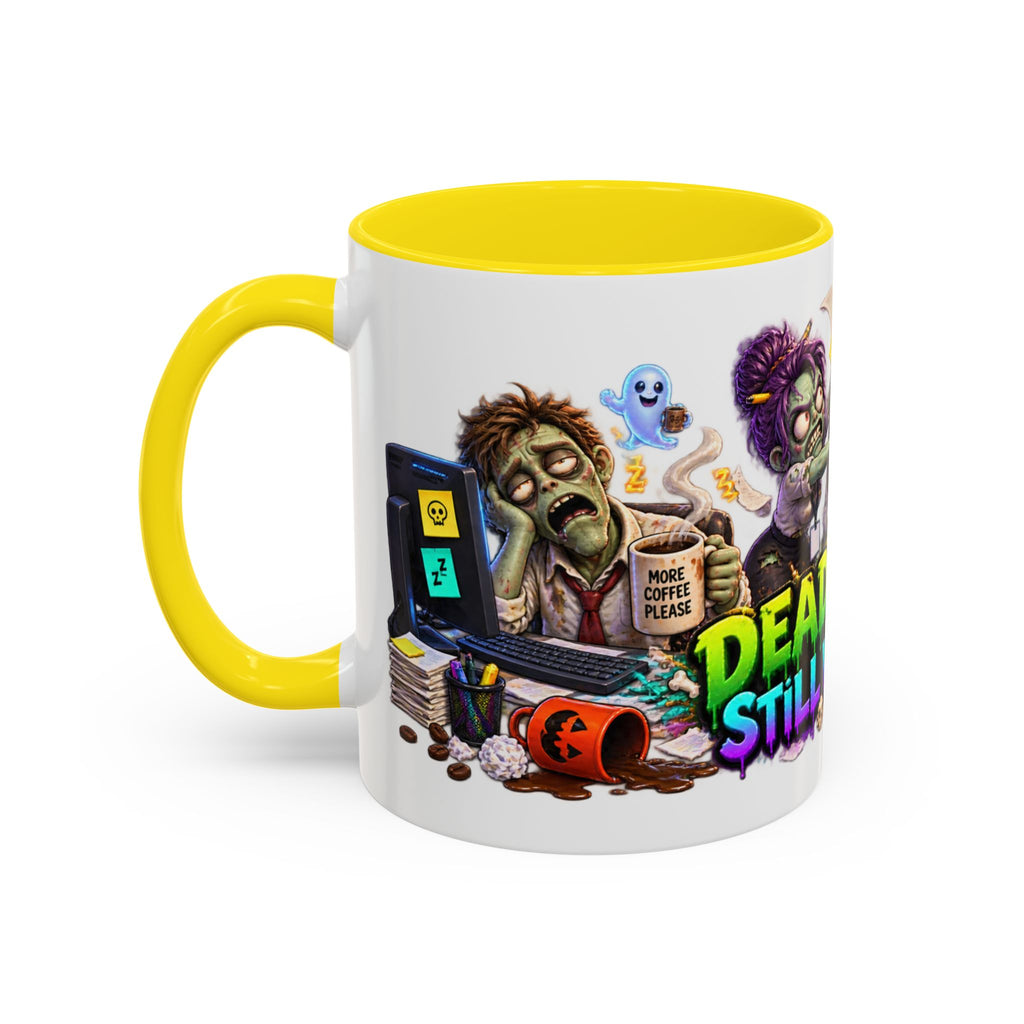 Dead Tired Still Working Zombie Office Halloween White Mug