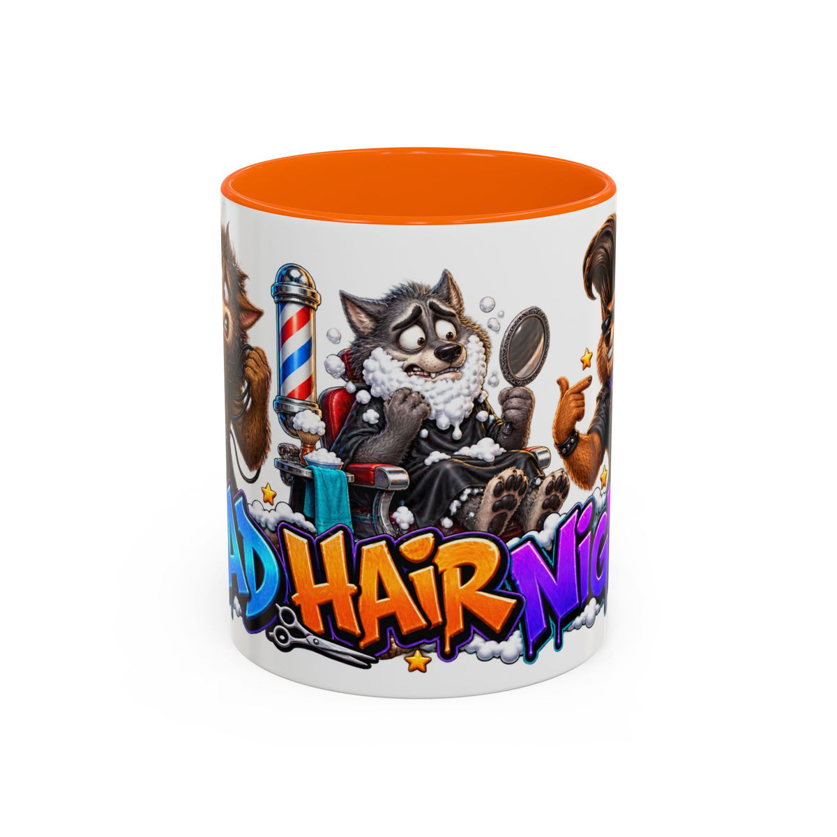 Bad Hair Night Funny Werewolf Barber Halloween White Mug