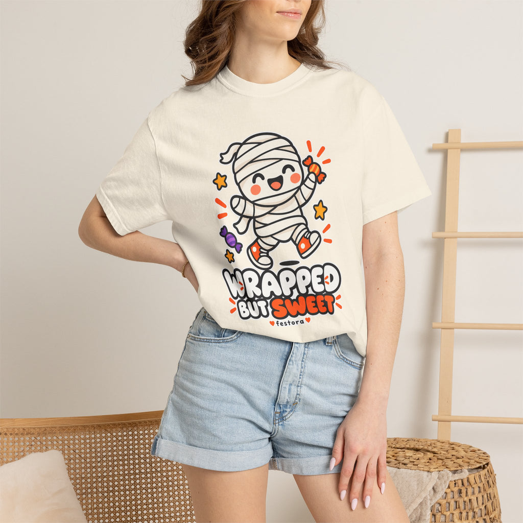 Wrapped but Sweet Halloween T-Shirt | Cute Mummy Graphic Tee