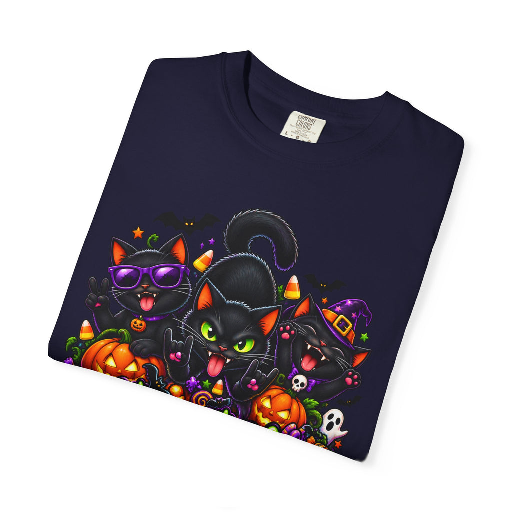 Midnight Mischief Halloween T-Shirt – Funny Black Cat Graphic Tee