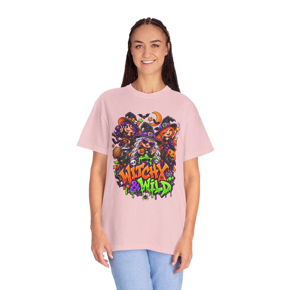 Witchy & Wild – Halloween Witch Crew Graphic T-Shirt