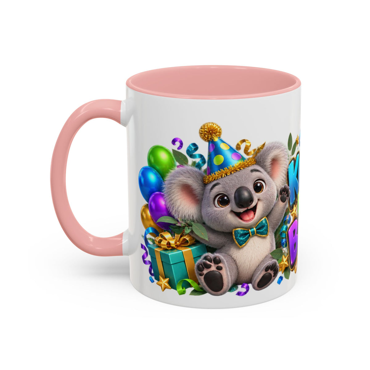 Koala-Fied for a Great Birthday White Mug – Cute Koala Birthday Cup, Colorful Fun Party Gift