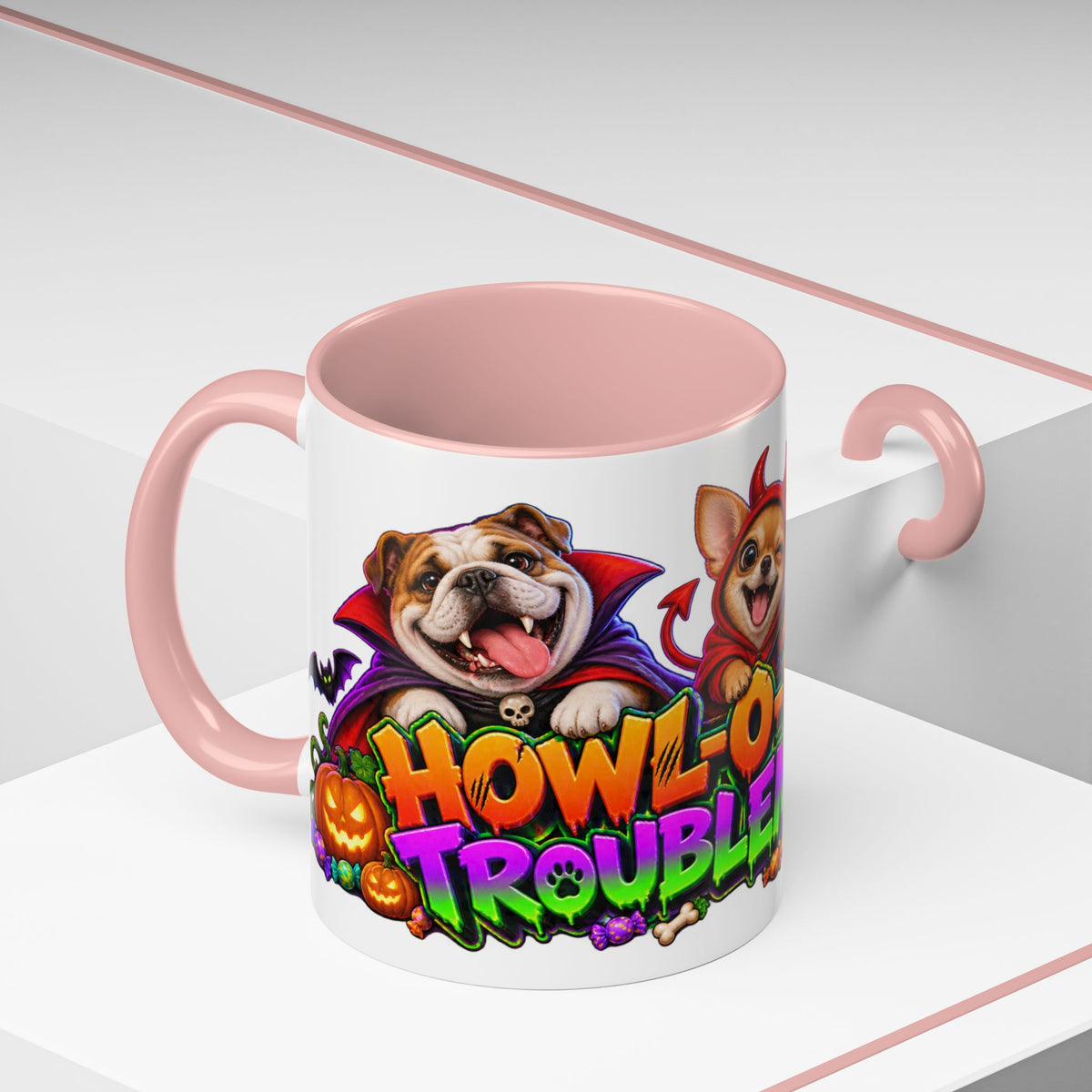 Howl-O-Ween Troublemakers Costume Dogs Halloween White Mug