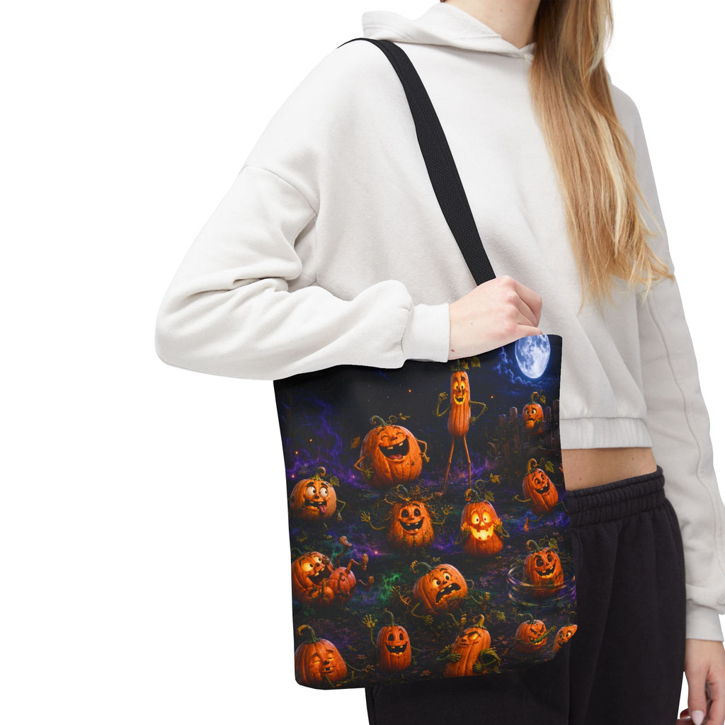 Halloween Pumpkin Patch Tote Bag — Spooky Jack-o'-Lantern All-Over Print