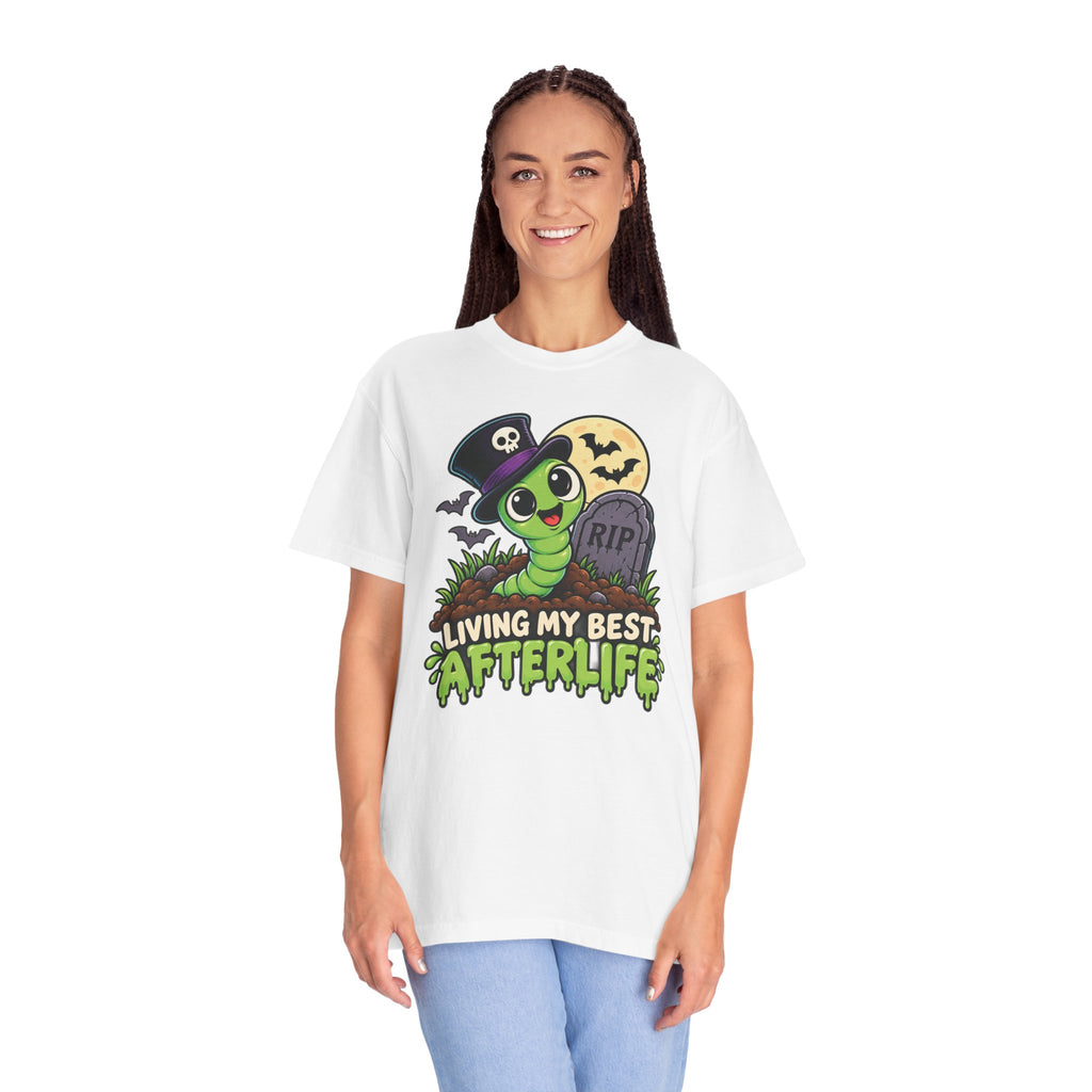 Living My Best Afterlife – Cute Halloween Graveyard Worm T-Shirt
