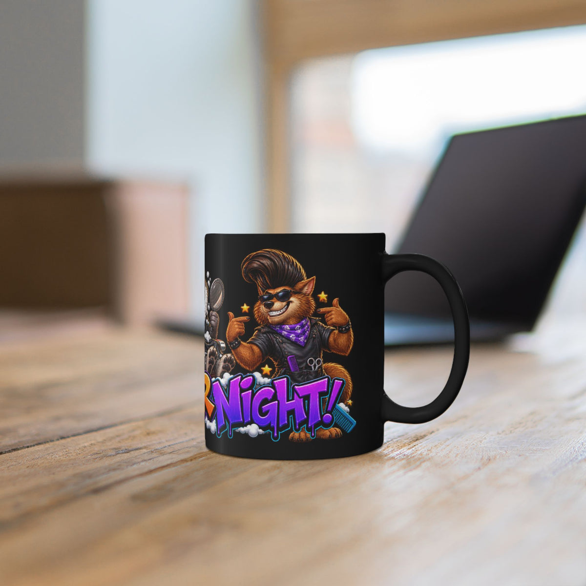 Bad Hair Night Funny Werewolf Barber Halloween Black Mug