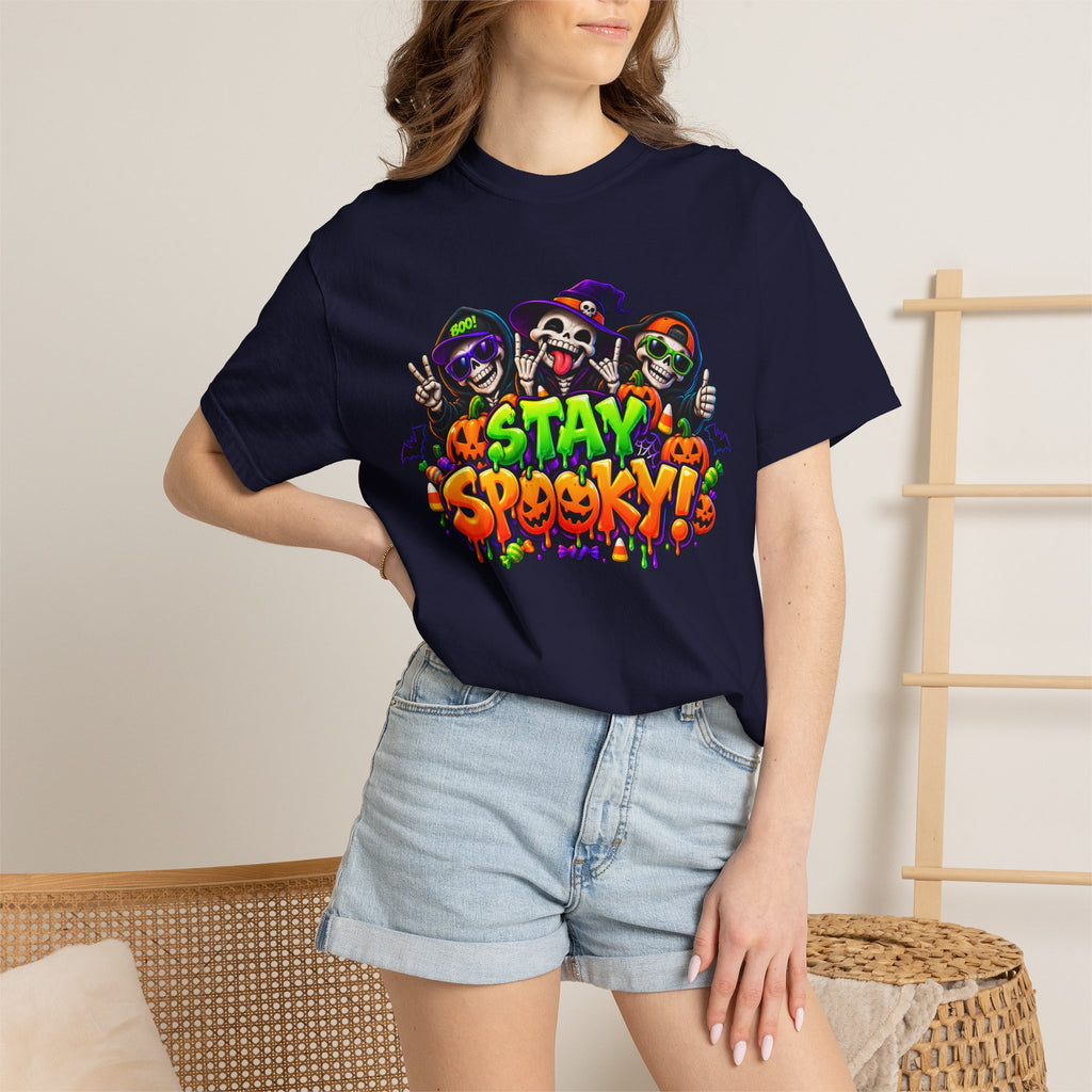 Stay Spooky Halloween T-Shirt – Funny Skeleton Crew Colorful Graphic Tee