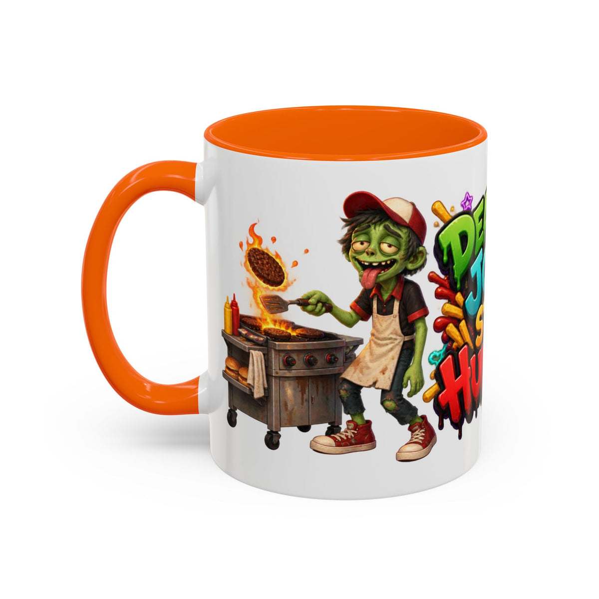 Dead End Job Still Hungry Funny Zombie Halloween White Mug
