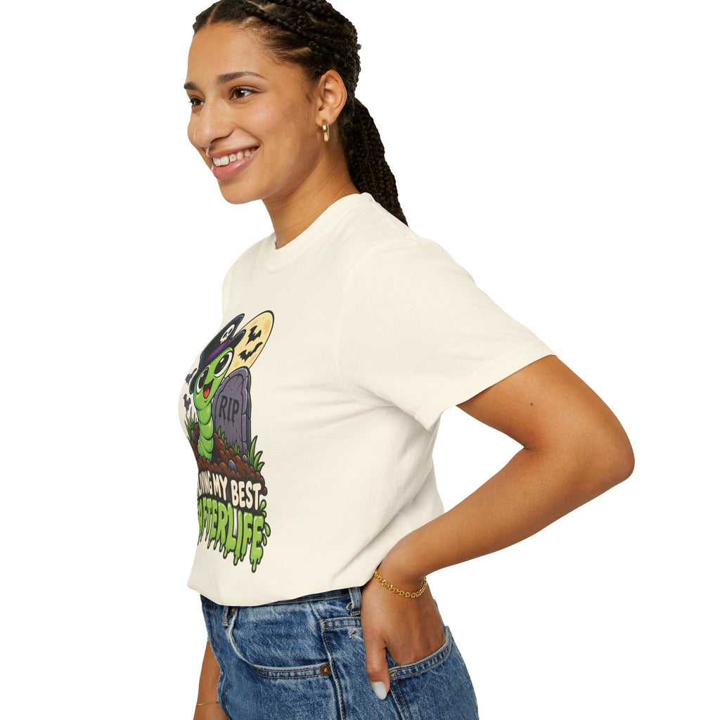 Living My Best Afterlife – Cute Halloween Graveyard Worm T-Shirt