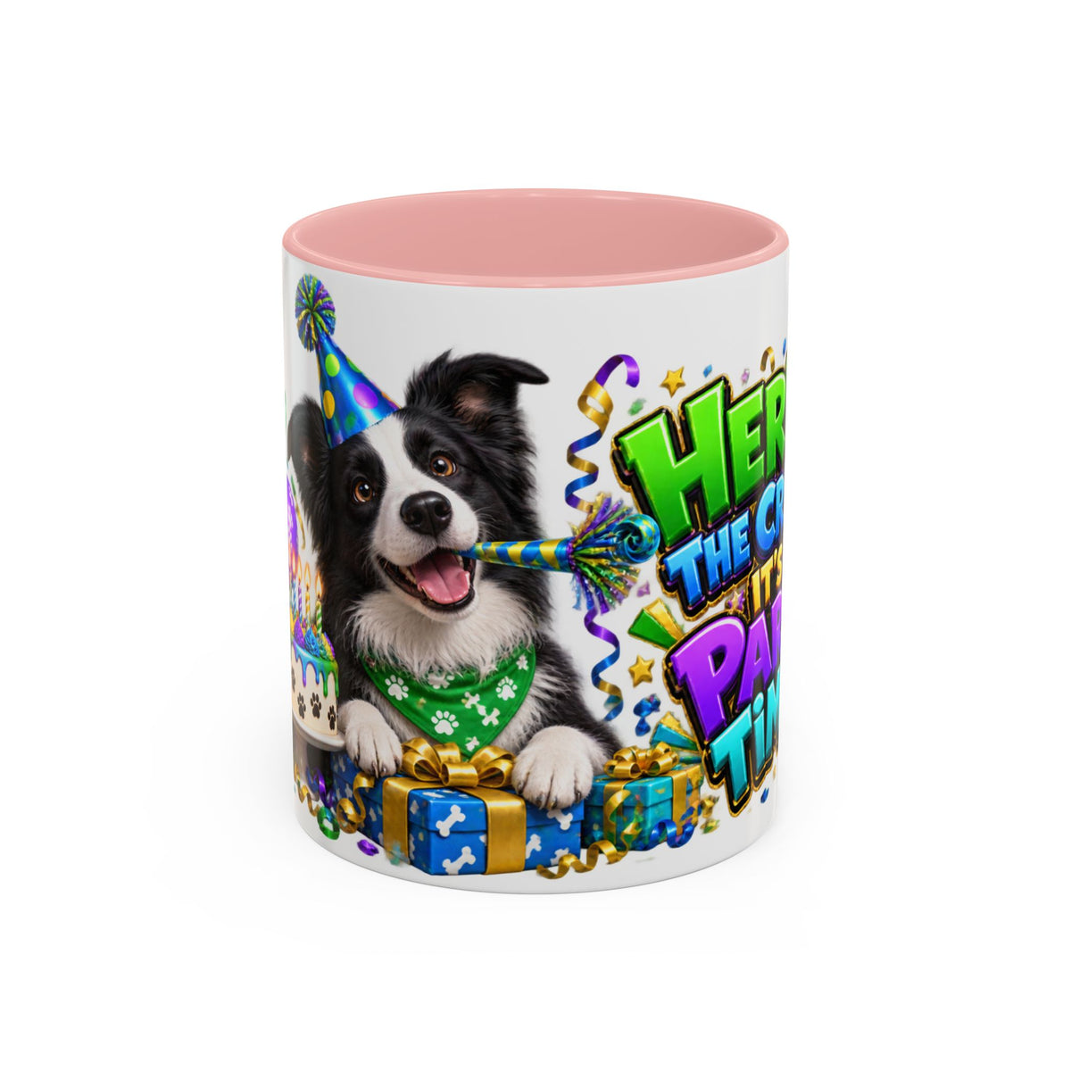 Herd the Crew Border Collie Birthday White Mug