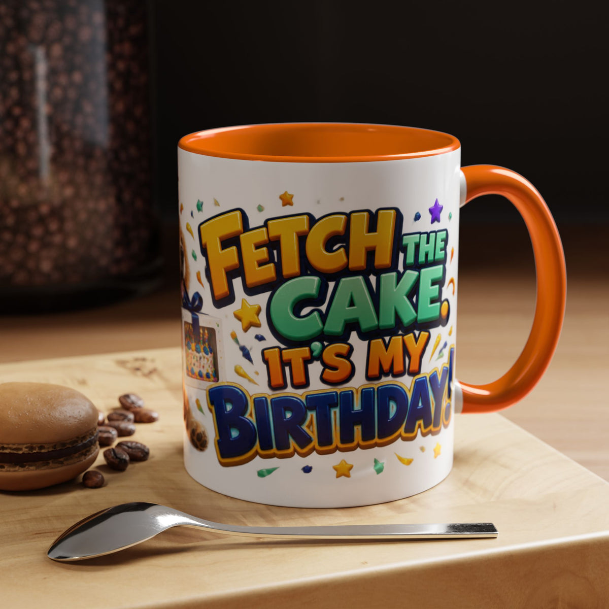 Fetch the Cake Golden Retriever Birthday White Mug