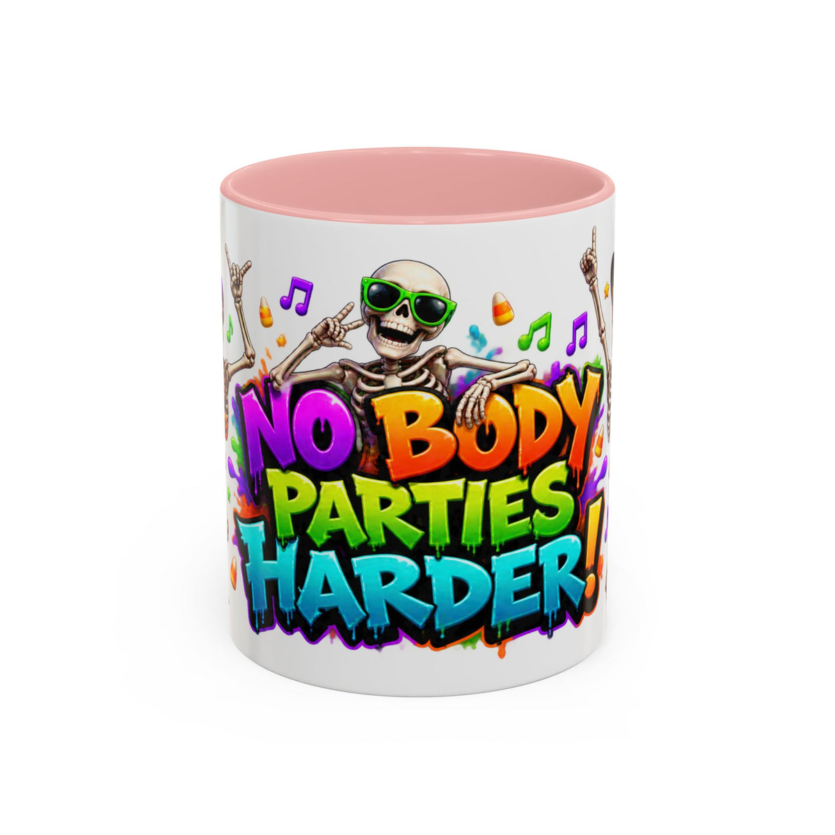 No Body Parties Harder Halloween Skeleton Party White Mug