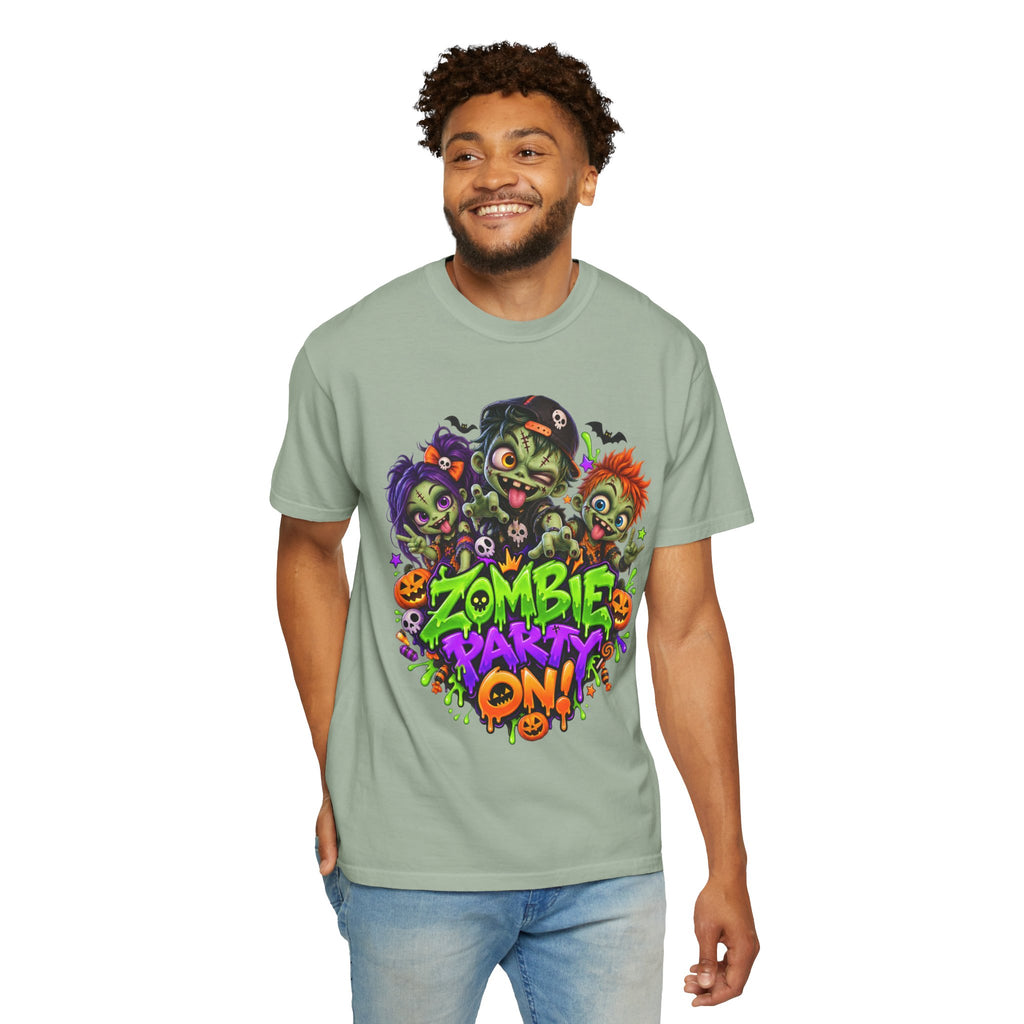 Zombie Party On! – Halloween Zombie Crew Graphic T-Shirt