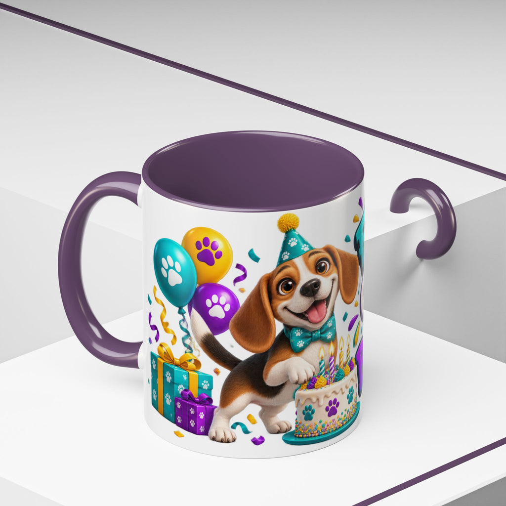 Beagle Birthday Mug – Fetch the Cake White Ceramic Coffee Cup