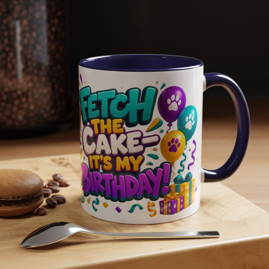 Beagle Birthday Mug – Fetch the Cake White Ceramic Coffee Cup