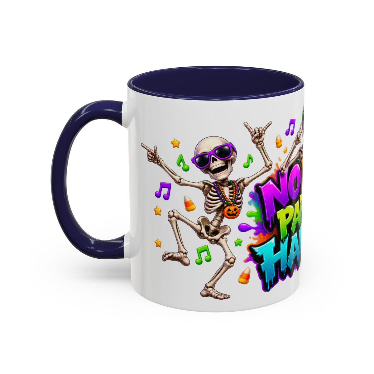 No Body Parties Harder Halloween Skeleton Party White Mug