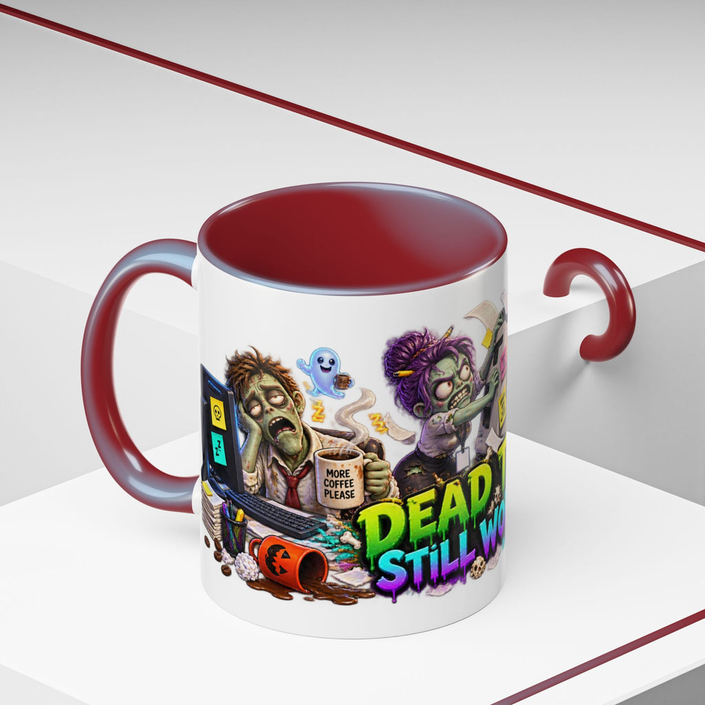 Dead Tired Still Working Zombie Office Halloween White Mug