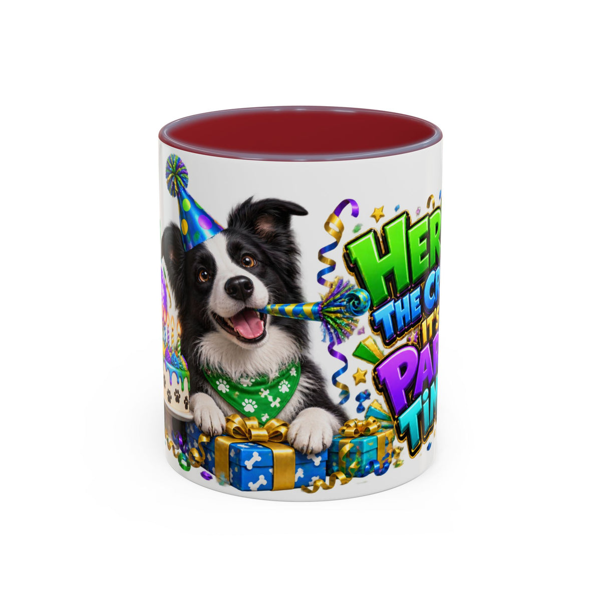 Herd the Crew Border Collie Birthday White Mug