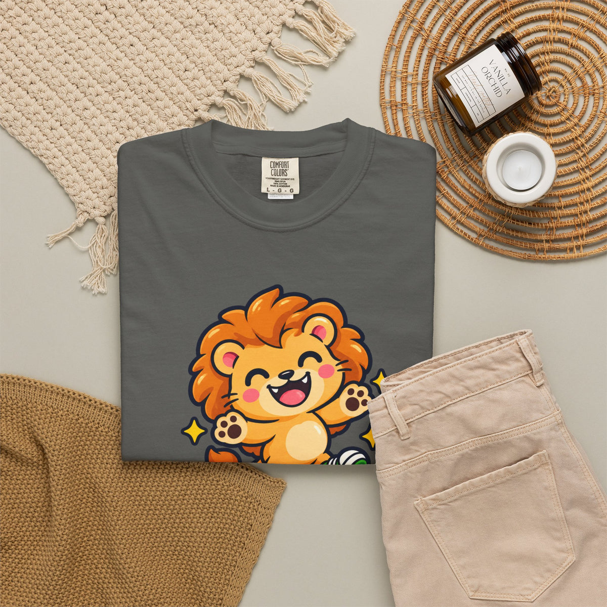 Stay Roarsome – Cute Happy Lion Graphic T-Shirt