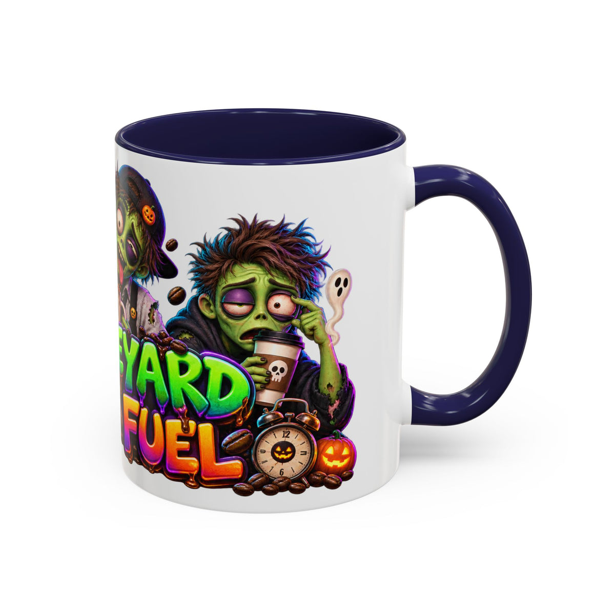 Graveyard Shift Fuel Coffee Zombies Halloween White Mug