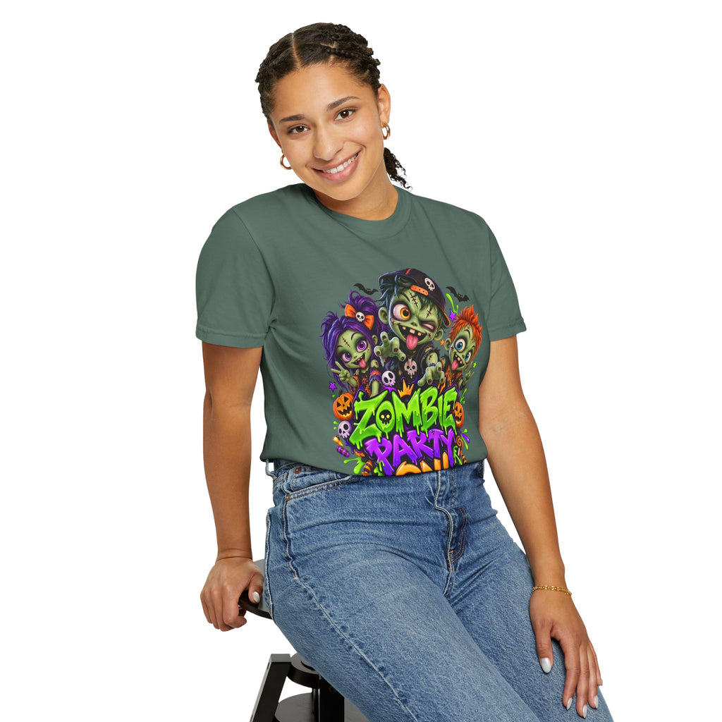 Zombie Party On! – Halloween Zombie Crew Graphic T-Shirt