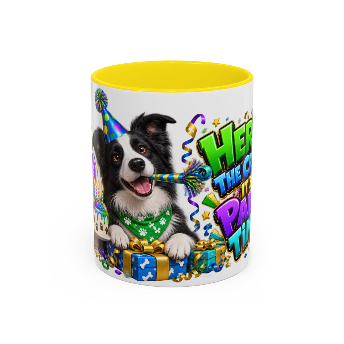 Herd the Crew Border Collie Birthday White Mug
