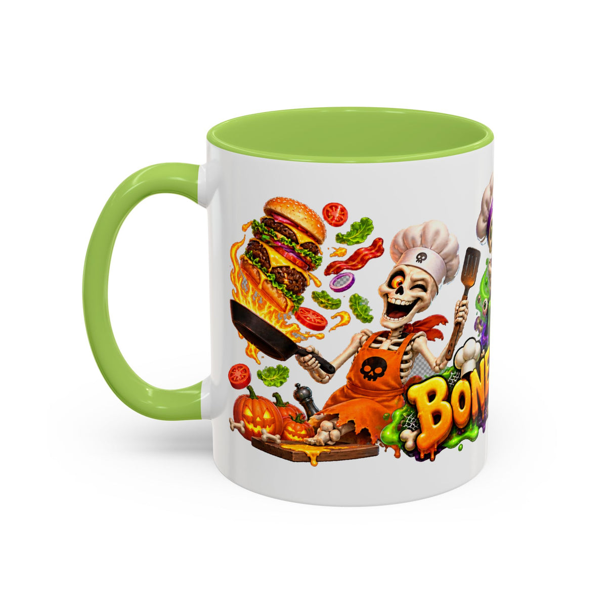 Bone Appetit Skeleton Chefs Halloween White Mug