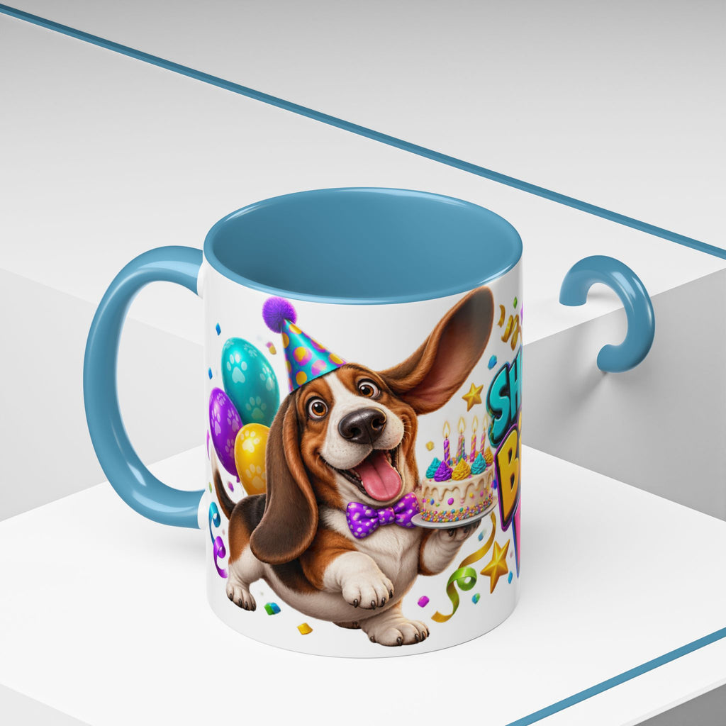 Short Legs Big Birthday Energy Basset Hound White Mug