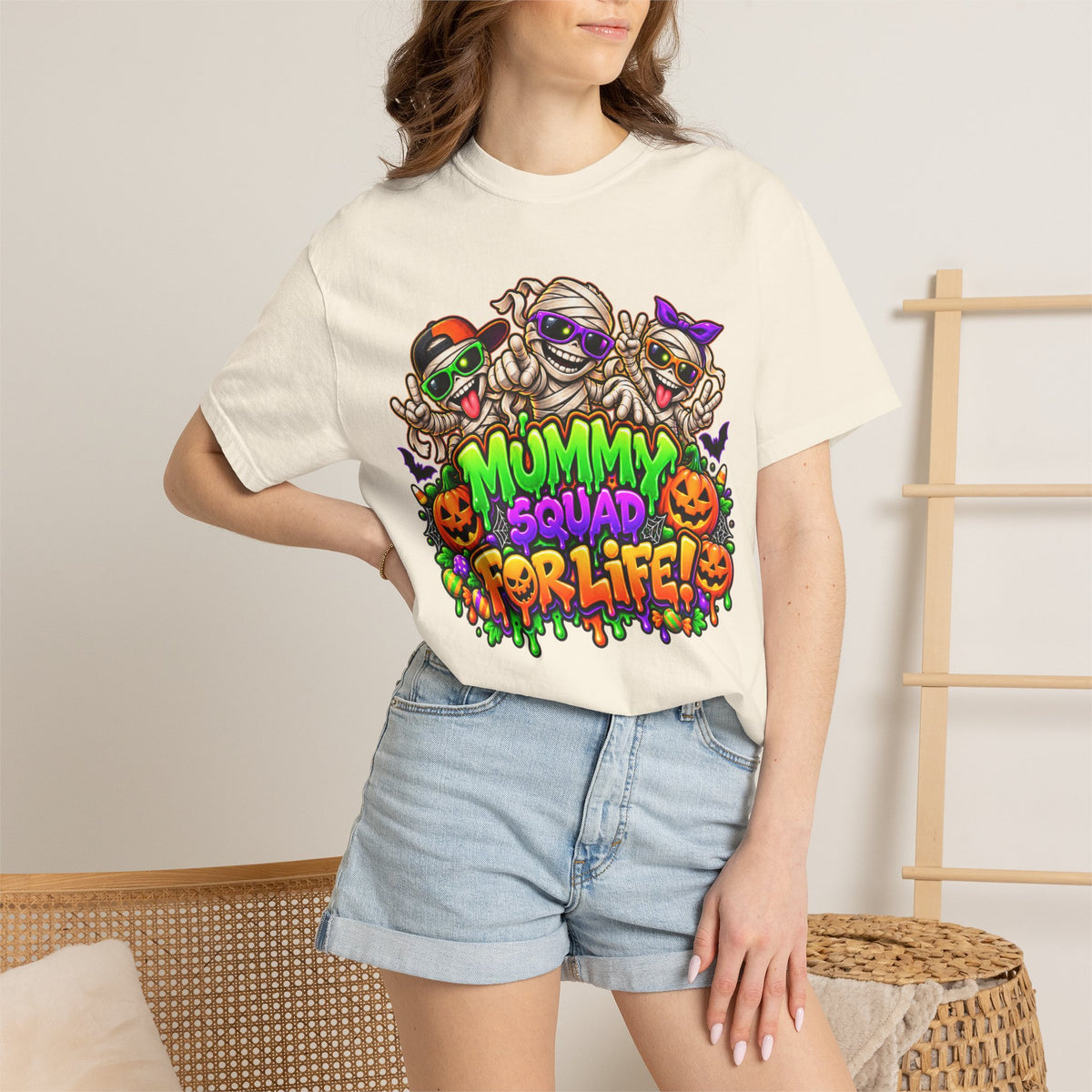 Mummy Squad For Life Halloween T-Shirt – Funny Colorful Mummy Graphic Tee