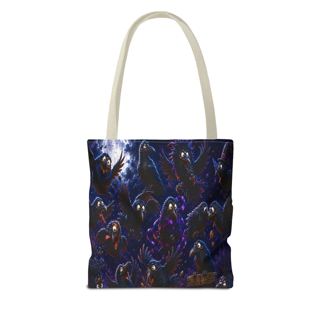 Crows at Midnight Tote Bag — Gothic Raven Moon AOP Tote for Halloween & Everyday
