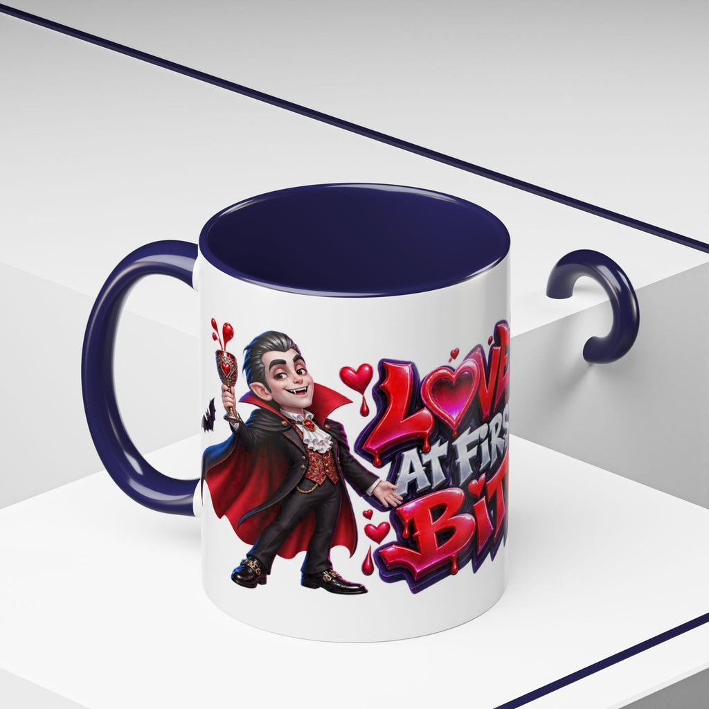Love at First Bite Funny Vampire Halloween White Mug
