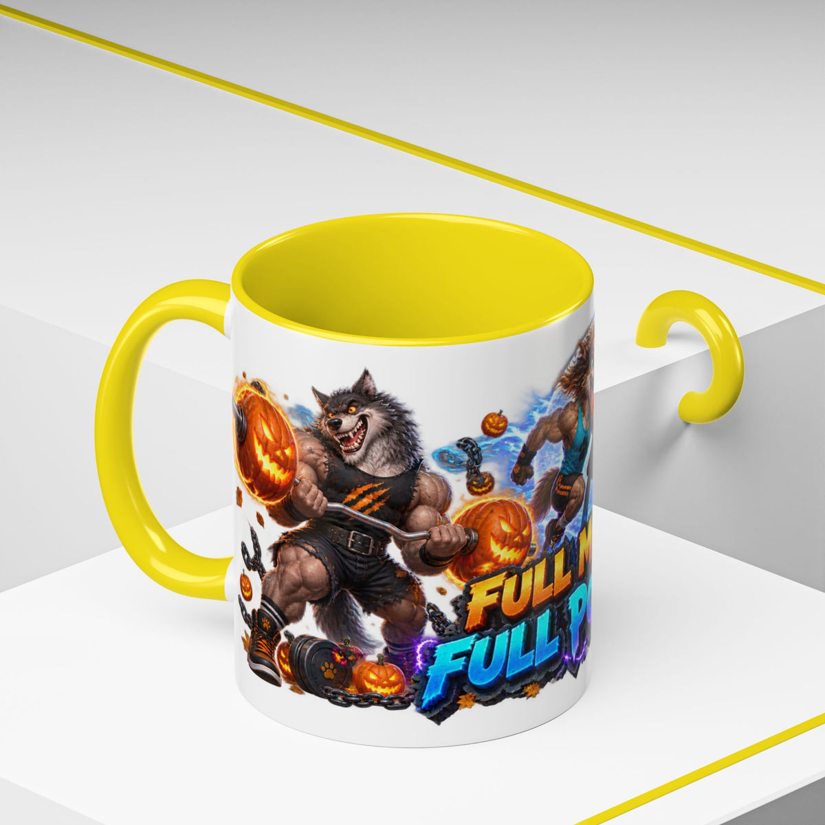 Full Moon Full Power Werewolf Gym Halloween White Mug