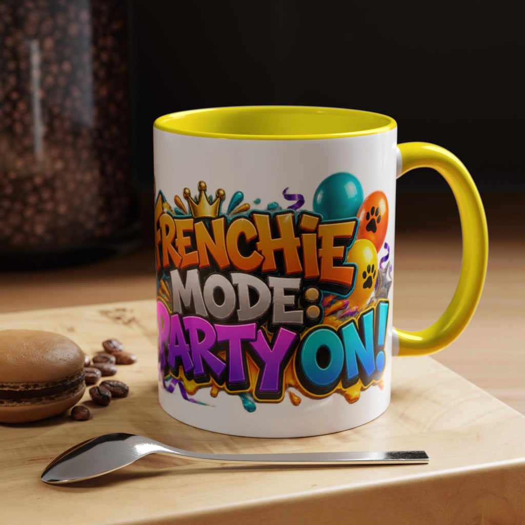 Frenchie Mode Party On French Bulldog Birthday White Mug