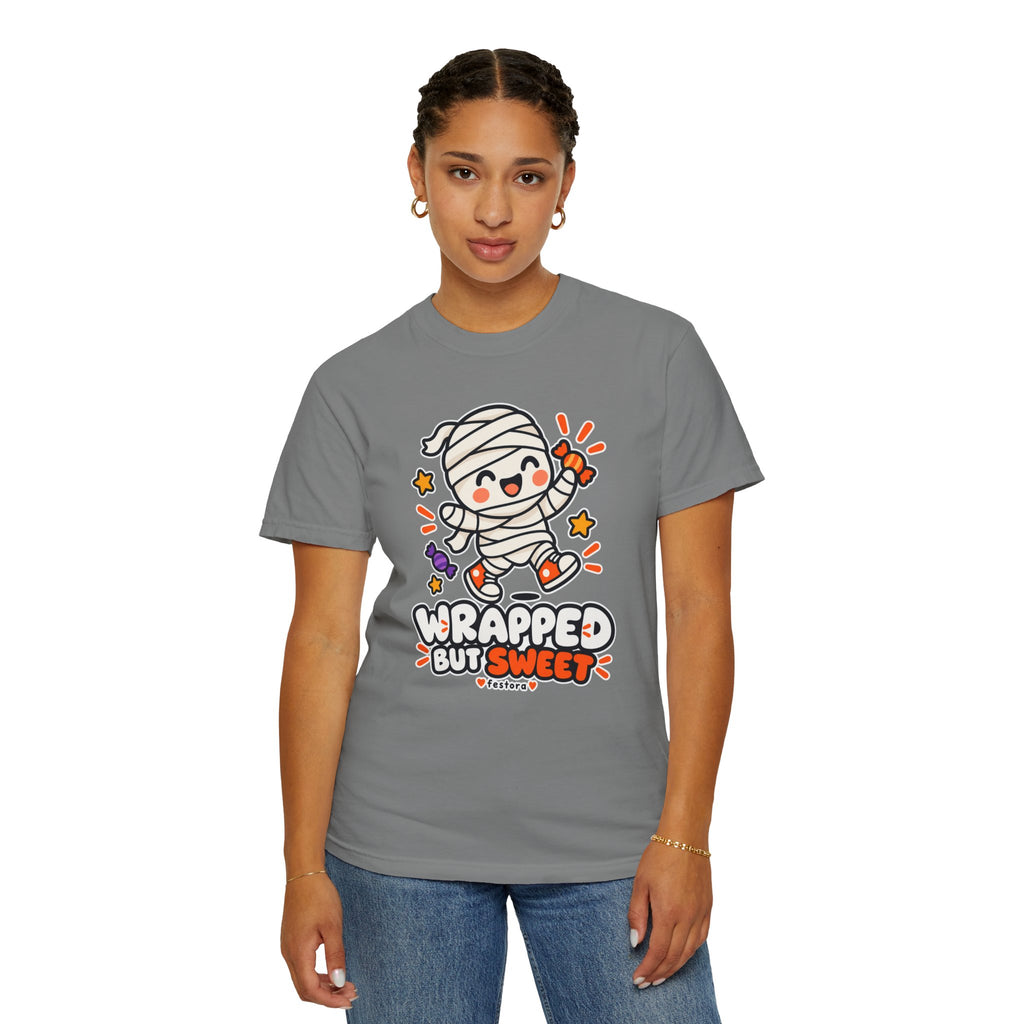 Wrapped but Sweet Halloween T-Shirt | Cute Mummy Graphic Tee
