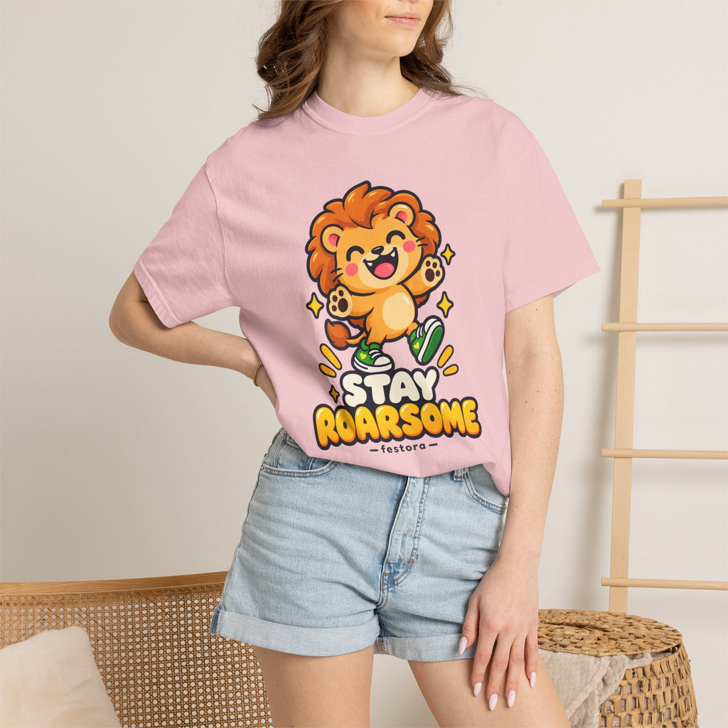 Stay Roarsome – Cute Happy Lion Graphic T-Shirt