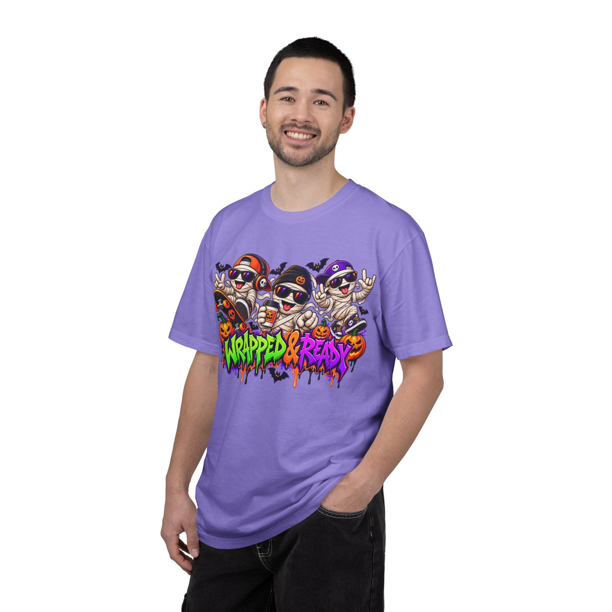 Wrapped & Ready – Halloween Mummy Crew Graphic T-Shirt