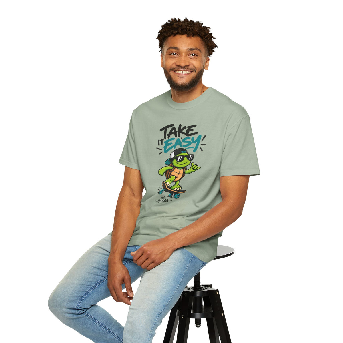 Take It Easy Skate Turtle Graphic T-Shirt | Festora Everyday