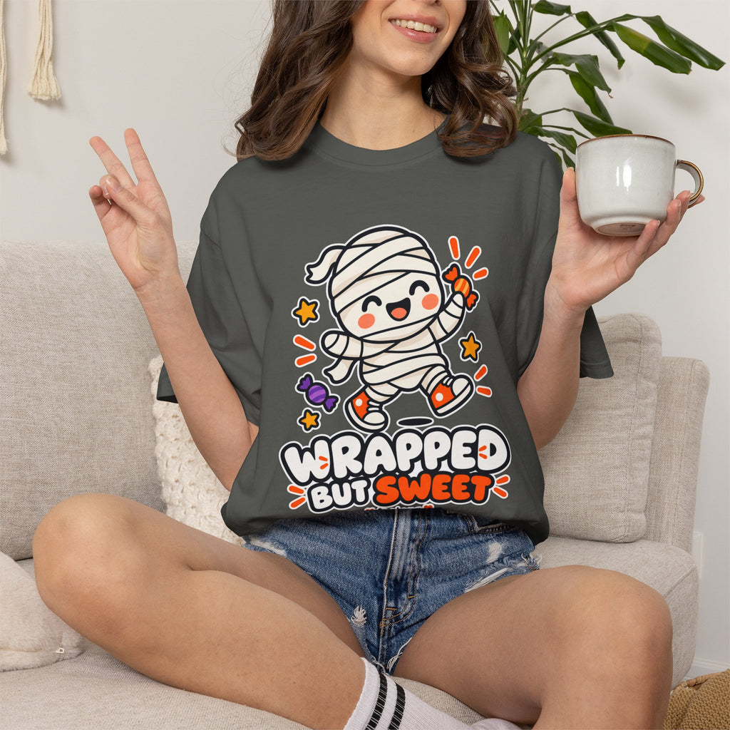 Wrapped but Sweet Halloween T-Shirt | Cute Mummy Graphic Tee